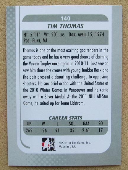 НХЛ Тим Томас Бостон Брюинз № 140 1