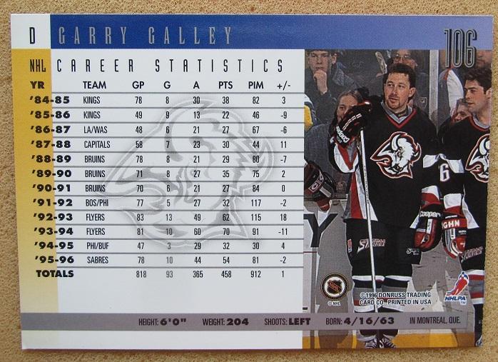 НХЛ Гари Галлей Баффало Сейбрз № 106 1