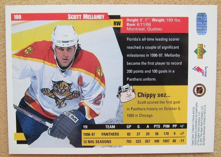 НХЛ Скотт Мелланби Флорида Пантерз № 100 1