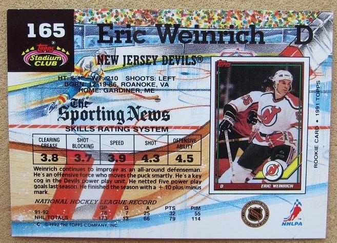 НХЛ Эрик Уайнрич Нью-Джерси Дэвилз № 165 1