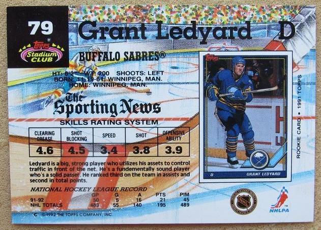 НХЛ Грант Ледьярд Баффало Сейбрз № 79 1
