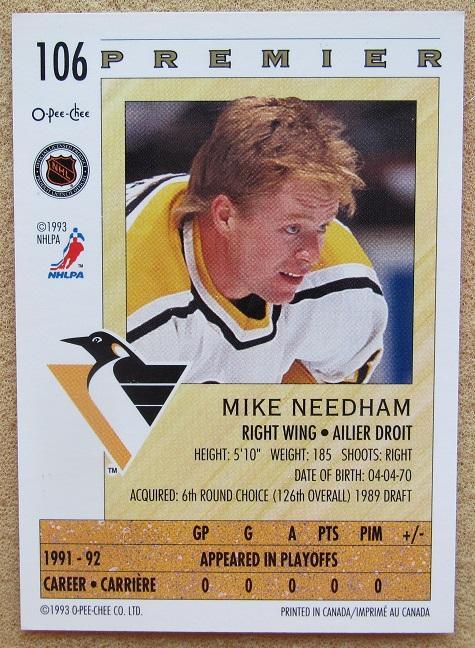 НХЛ Майк Нидхэм Питтсбург Пингвинз № 106 1