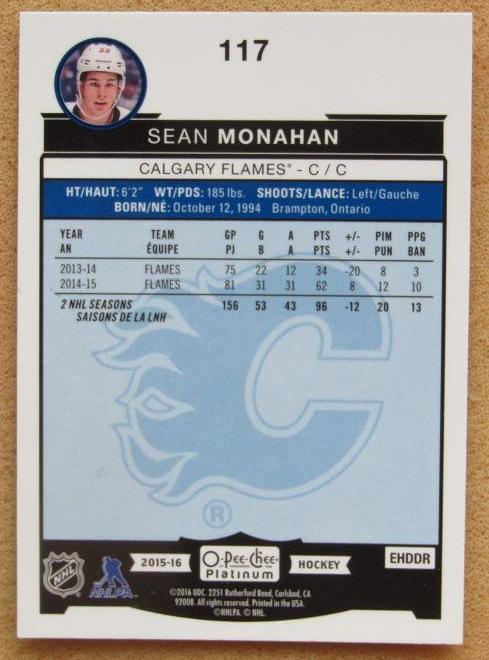 НХЛ Шон Монахан Калгари Флэймз № 117 1