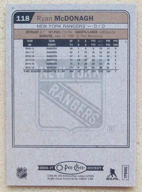 НХЛ Райан Макдона Нью-Йорк Рейнджерс Барыс № 118 1