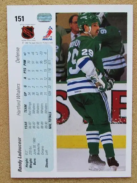 НХЛ Рэнди Ладусер Хартфорд Уэйлерс № 151 1