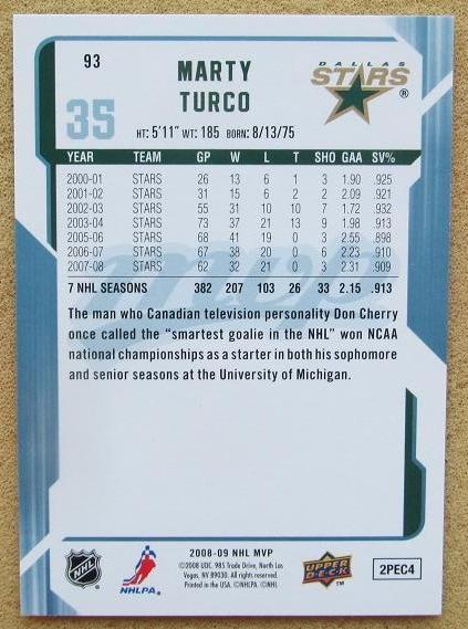 НХЛ Марти Турко Даллас Старз № 93 автограф 1