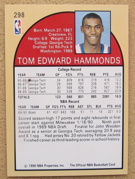 баскетбол НБА Том Хаммондс Вашингтон Буллз № 298 1