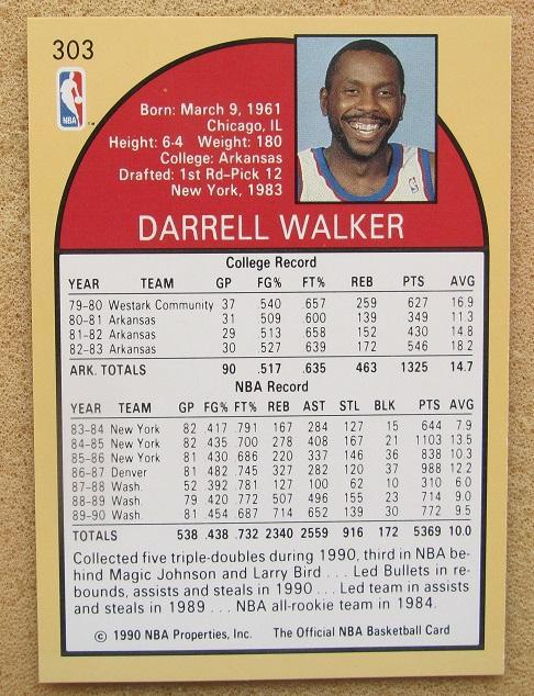 баскетбол НБА Дэррелл Уокер Вашингтон Буллз № 303 1
