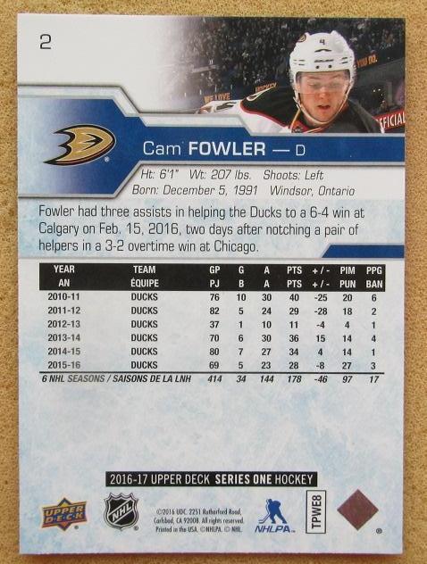 НХЛ Кэм Фаулер Анахайм Дакс № 2 а 1