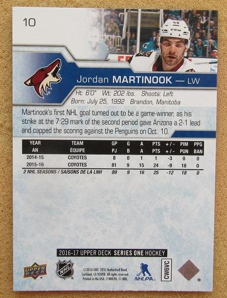 НХЛ Джордан Мартинук Аризона Койотис № 10 1