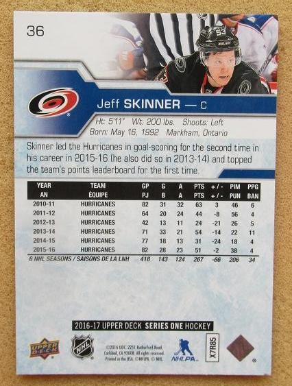 НХЛ Джефф Скиннер Каролина Харрикейнз № 36 1