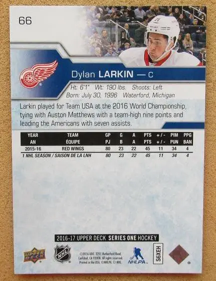 НХЛ Дилан Ларкин Детройт Ред Уингз № 66 1