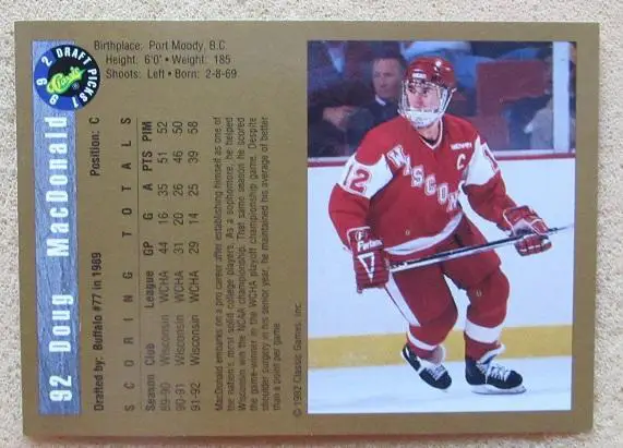 НХЛ Дуг Макдональд Висконсинский университет № 92 1