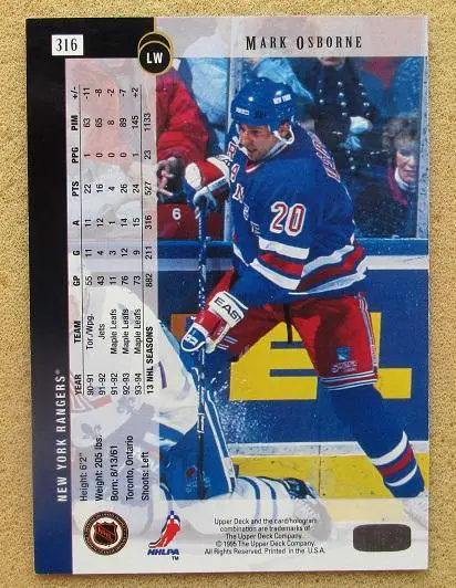 НХЛ Марк Осборн Нью-Йорк Рейнджерс № 316 1