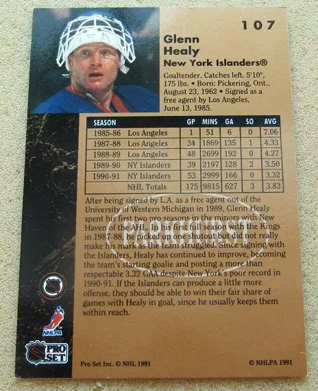 НХЛ Гленн Хили Нью-Йорк Айлендерс № 107 1