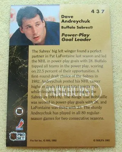 НХЛ Дэйв Андрейчук Баффало Сейбрз № 437 1