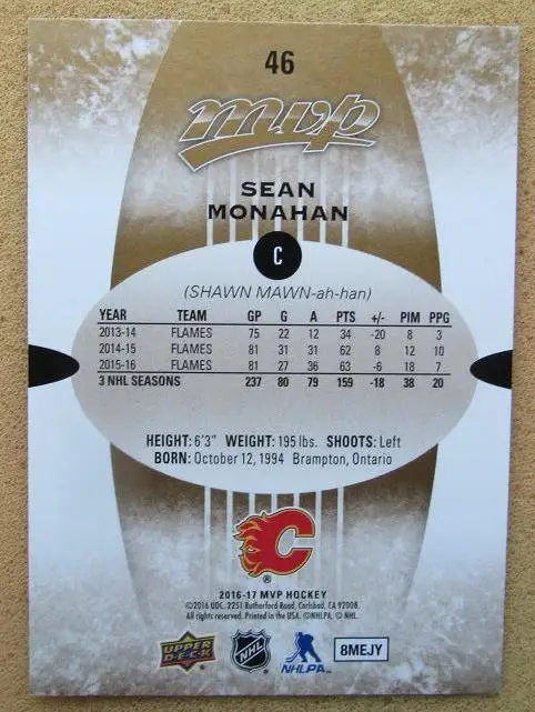 НХЛ Шон Монахан Калгари Флэймз № 46 1