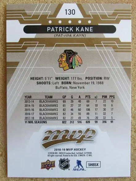 НХЛ Патрик Кейн Чикаго Блэкхокс № 130 1