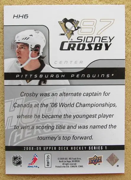 НХЛ Сидни Кросби Питтсбург Пингвинз № HH 6 1