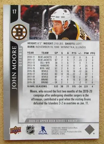 НХЛ Джон Мур Бостон Брюинз № 17 1