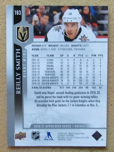 НХЛ Рейли Смит Вегас Голден Найтс № 183 1