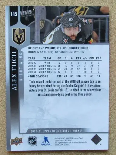 НХЛ Алекс Так Вегас Голден Найтс № 185 1