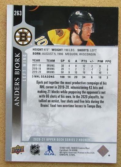 НХЛ Андерс Бьорк Бостон Брюинз № 263 1