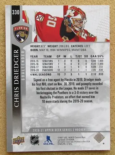 НХЛ Крис Дриджер Флорида Пантерз Трактор Челябинск № 330 1