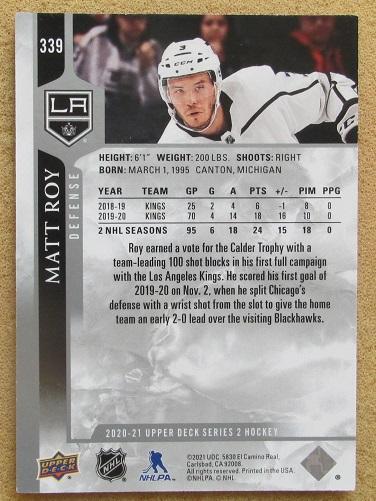 НХЛ Мэтт Рой Лос-Анжелес Кингз № 339 1
