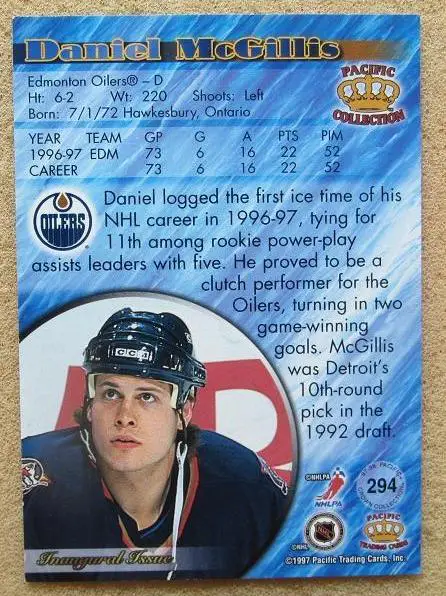 НХЛ Дэн Макгиллис Эдмонтон Ойлерз № 294 1