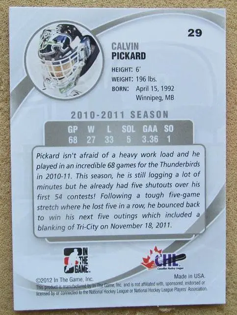 НХЛ Кэлвин Пикард Сиэтл Тандербердс № 29 1