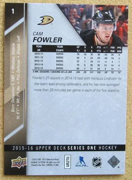 НХЛ Кэм Фаулер Анахайм Дакс № 1 1
