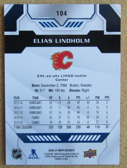 НХЛ Элиас Линдхольм Калгари Флэймз № 104 блю 1