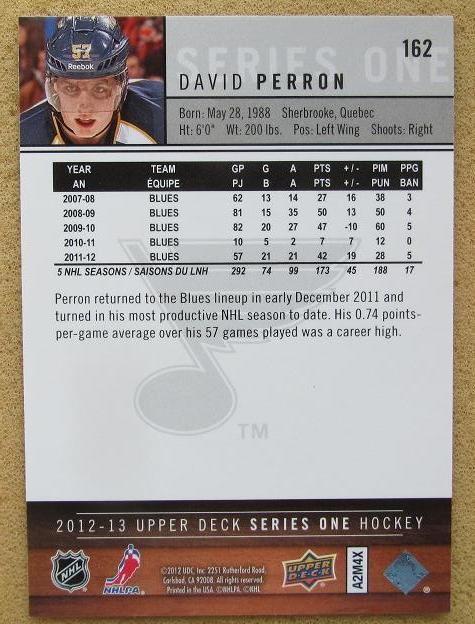 НХЛ Дэвид Перрон Сент Луис Блюз № 162 1