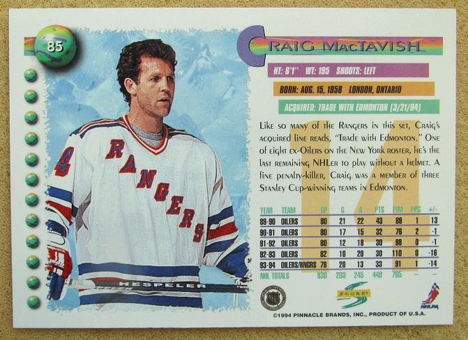 НХЛ Крейг Мактавиш Нью-Йорк Рейнджерс № 85 1