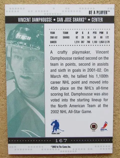 НХЛ Винсент Дамфусс Сан-Хосе Шаркс № 167 1