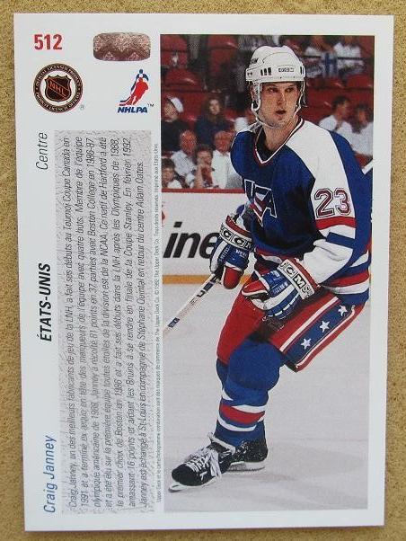 НХЛ Крейг Дженни США № 512 Кубок Канады 1991 1