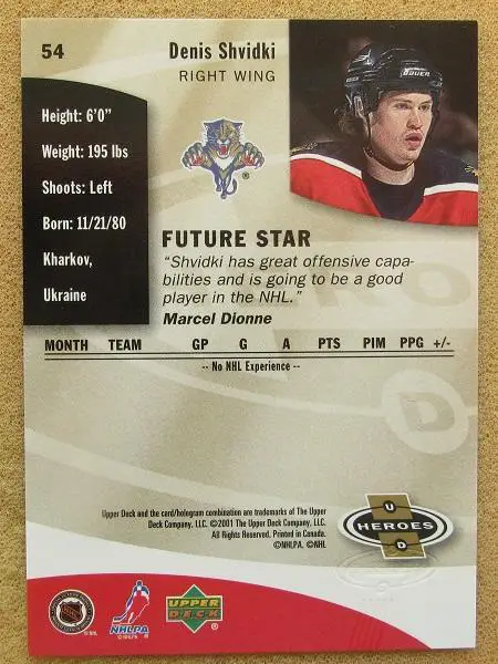 НХЛ Денис Швидкий Флорида Пантерз Ярославль Новосибирск Хабаровск СКА Югра №54 1