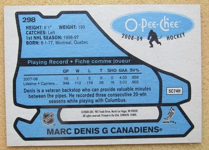 НХЛ Марк Дени Монреаль Канадиенс № 298 1