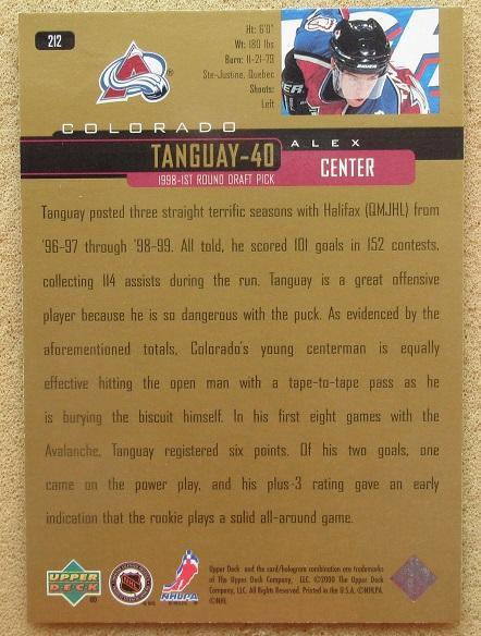 НХЛ Алекс Тангуэй Колорадо Эвеланш № 212 г 1
