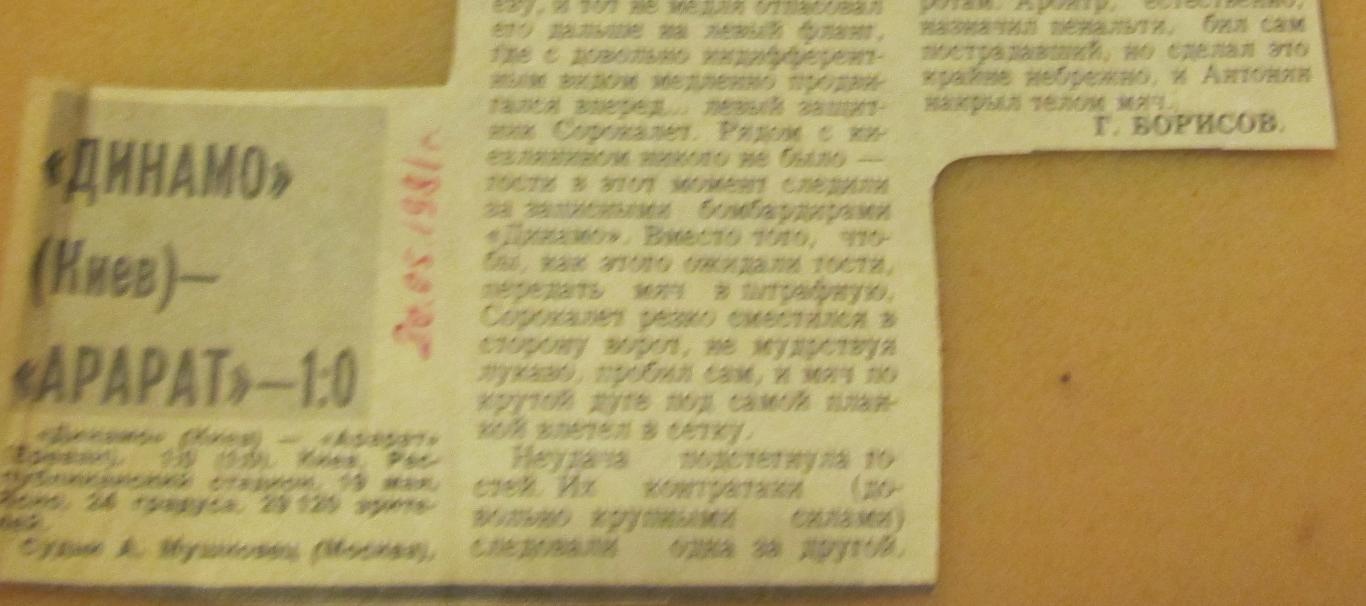 обзор матча Динамо Киев - Арарат Ереван 19.05.1981