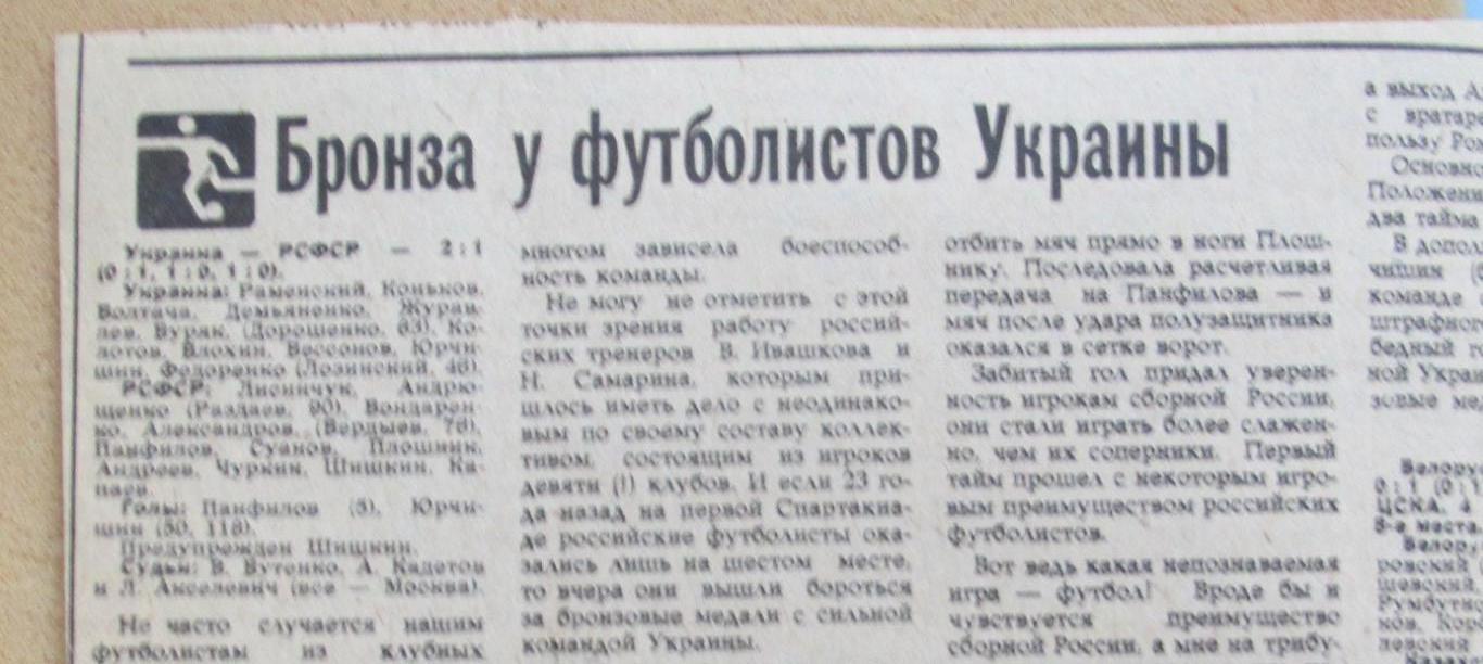 обзор матча Украина - РСФСР 04.08.1979