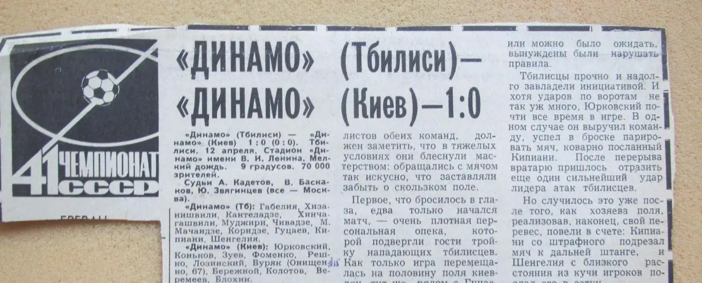 Динамо Тбилиси - Динамо Киев 12.04.1978