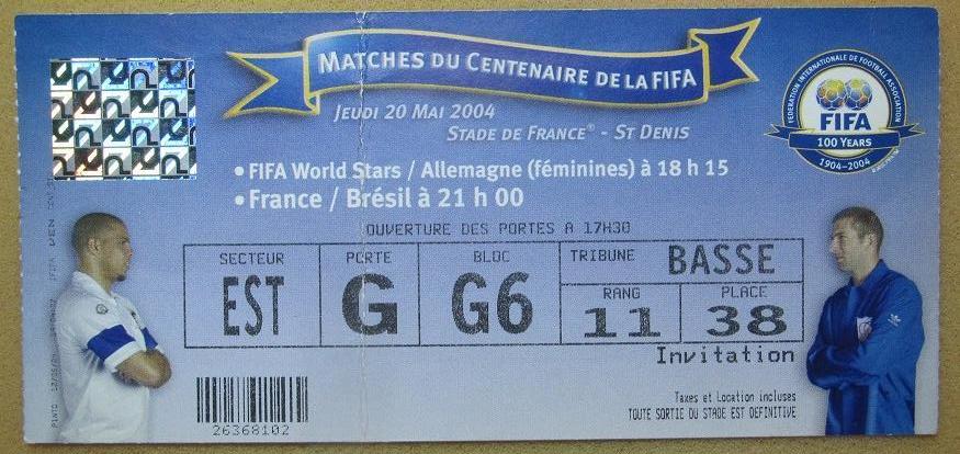 Франция - Бразилия 20.05.2004 матч 100-летия ФИФА