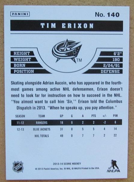 НХЛ Тим Эриксон Коламбус Блю Джекетс № 140 1