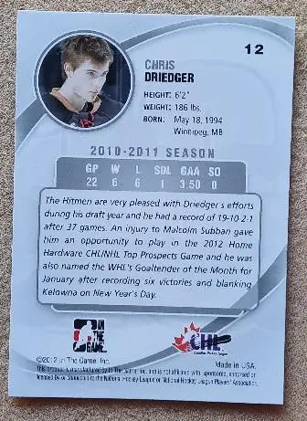 НХЛ Крис Дриджер Калгари Уитмен Трактор Челябинск № 12 1