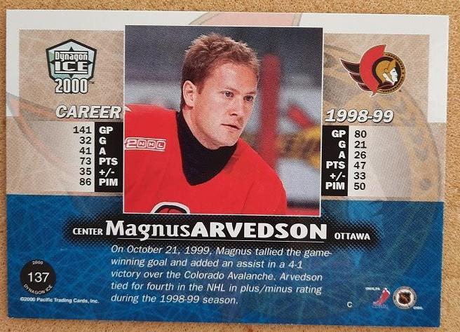 НХЛ Магнус Арведсон Оттава Сенаторз № 137 1