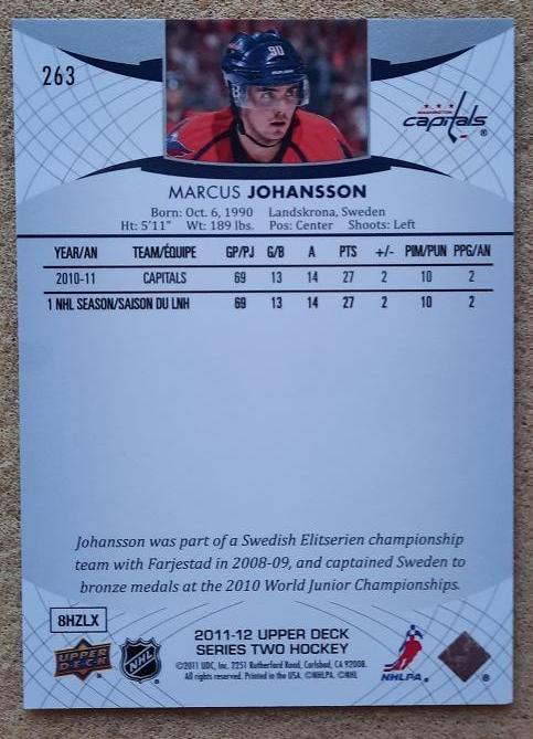НХЛ Маркус Юханссон Вашингтон Кэпиталз № 263 1