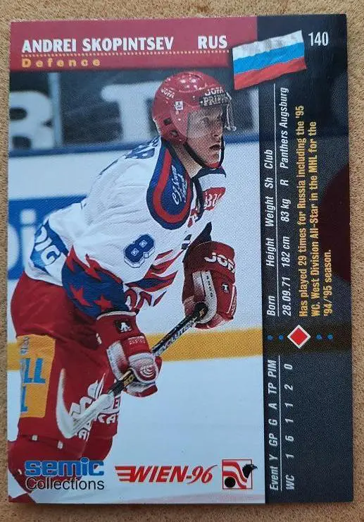 НХЛ Андрей Скопинцев Россия Вена 1996 № 140 1