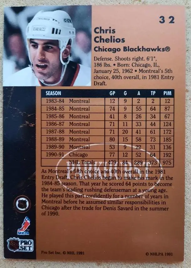 НХЛ Крис Челиос Чикаго Блэкхокс № 32 1